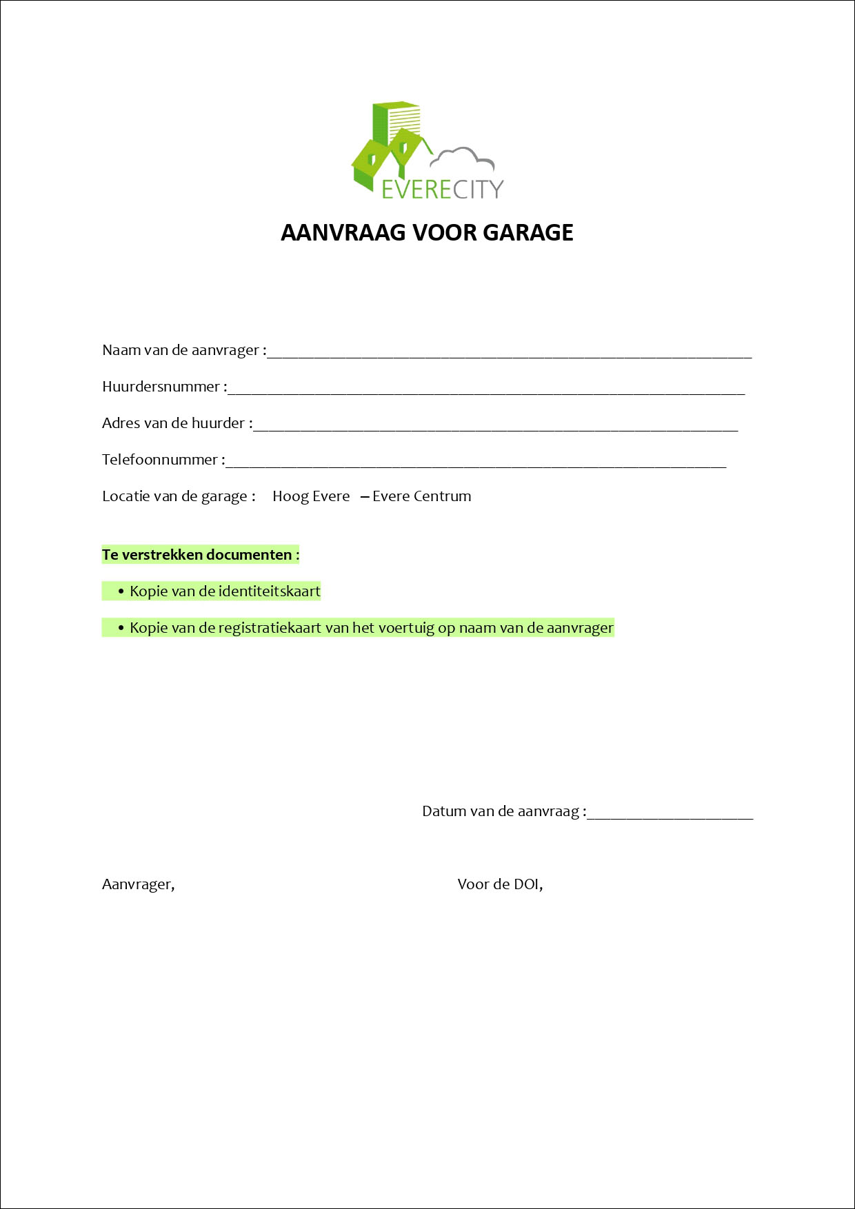 Aanvraag voor garage