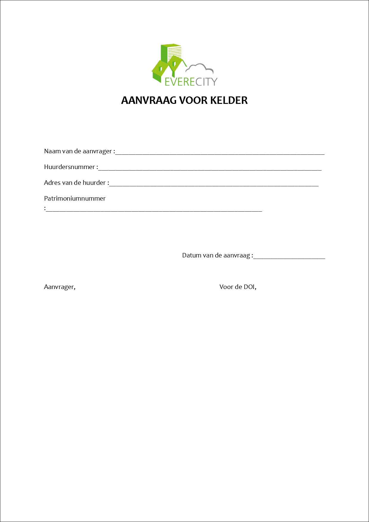  Aanvraag voor kelder